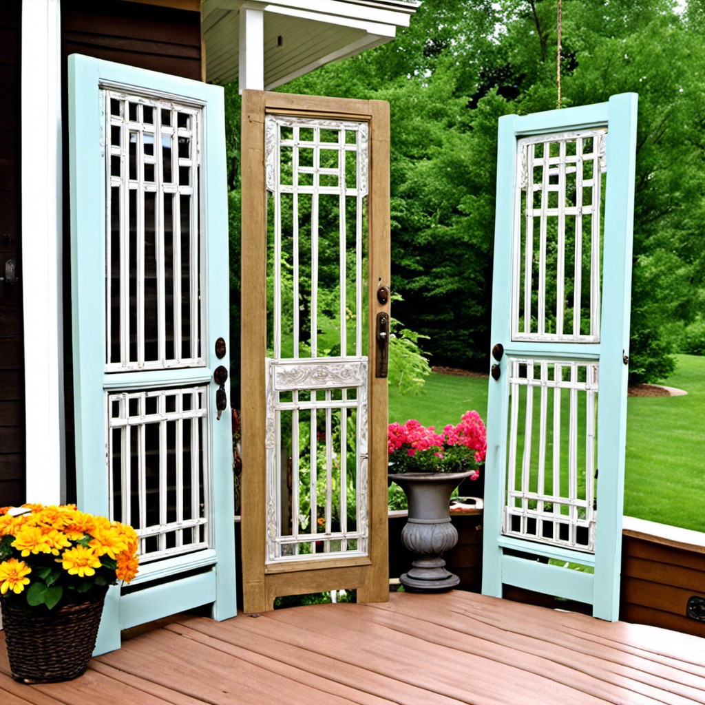 vintage doors as a privacy screen
