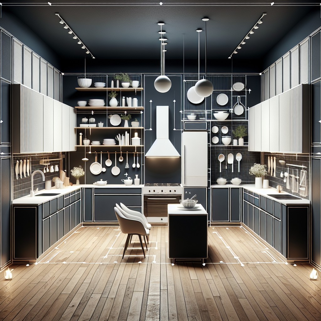 white and dark cabinets blend for a tuxedo kitchen