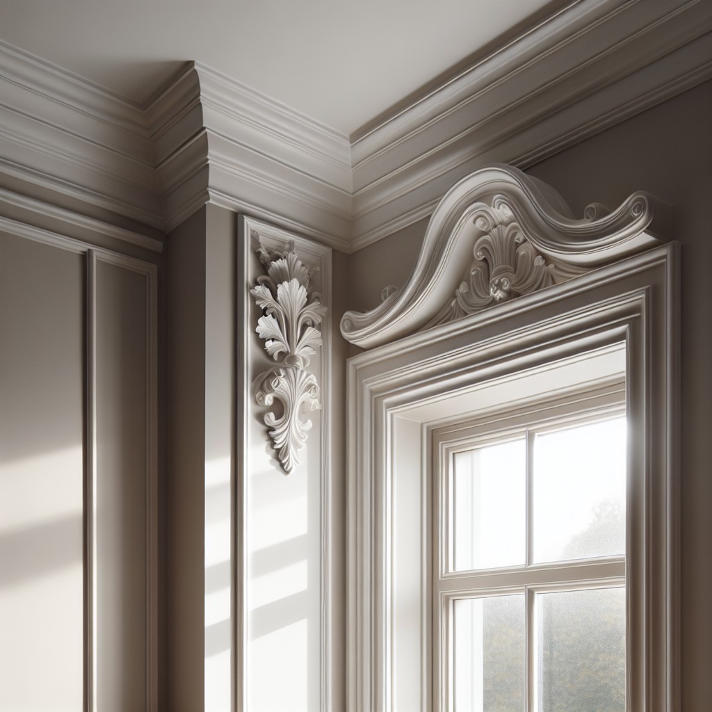 white crown molding window trim