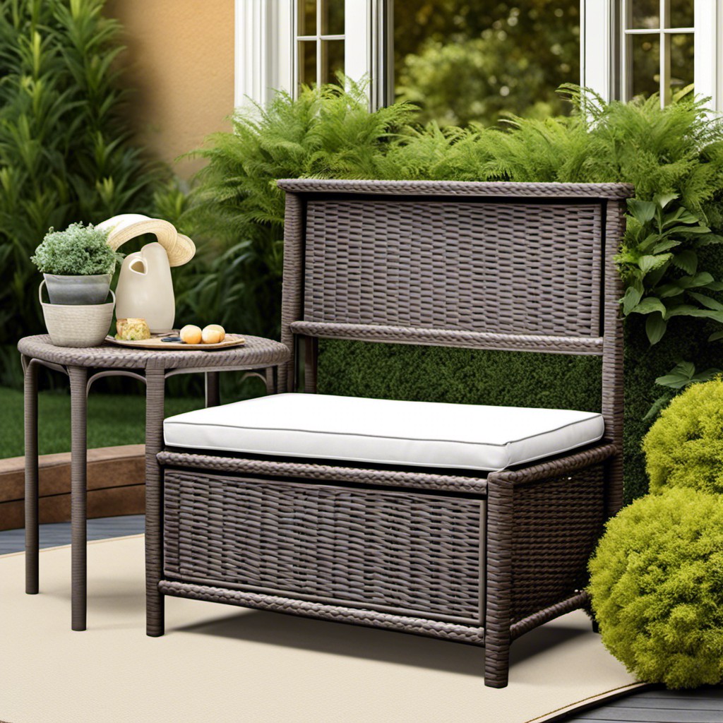wicker corner bench for an outdoor ambiance