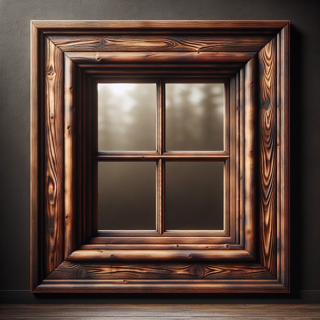 wide expresso stained rustic trims for bold windows