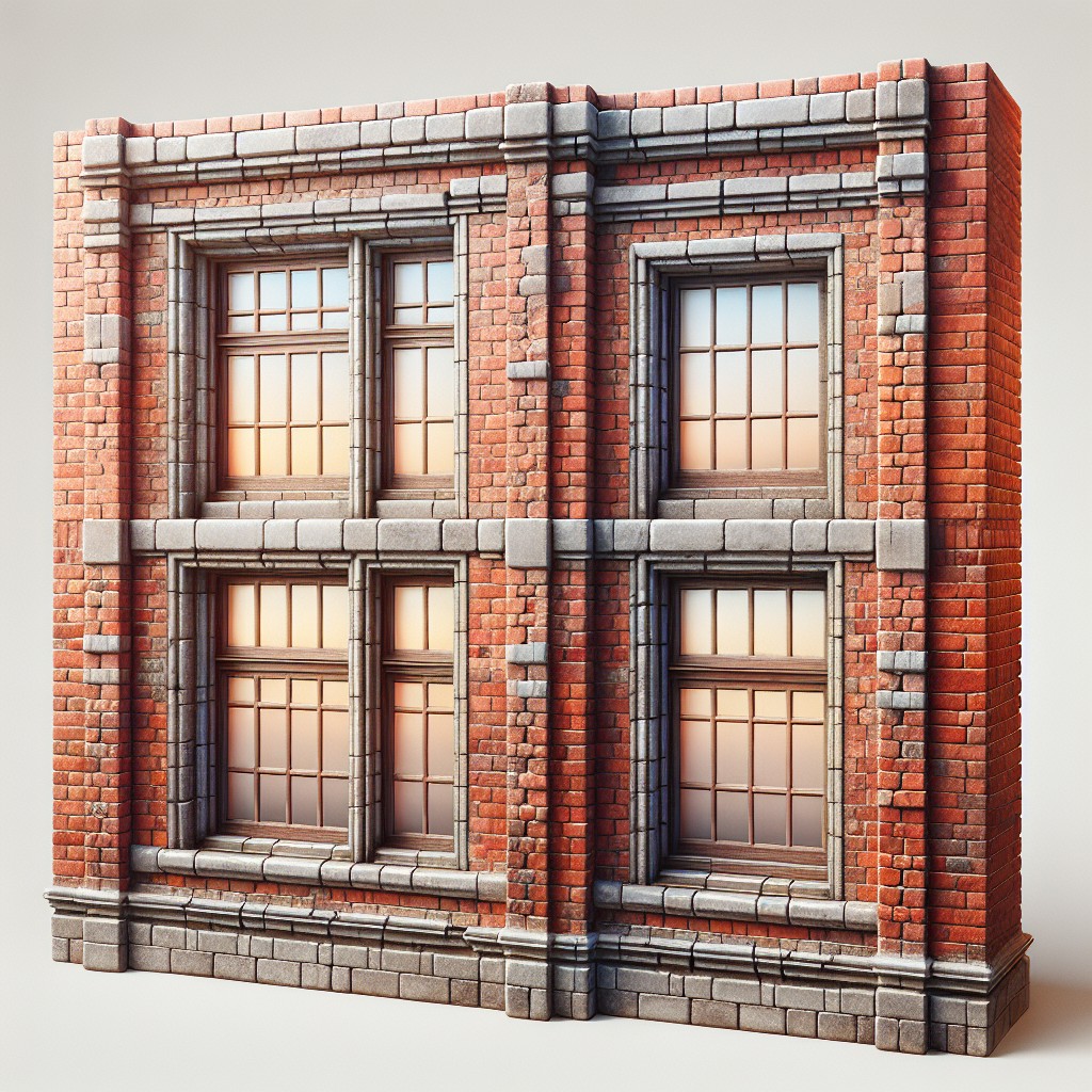 windows in brick wall without trims
