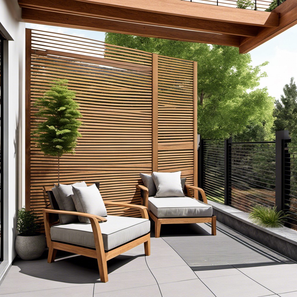 wood slat and concrete combination privacy screen