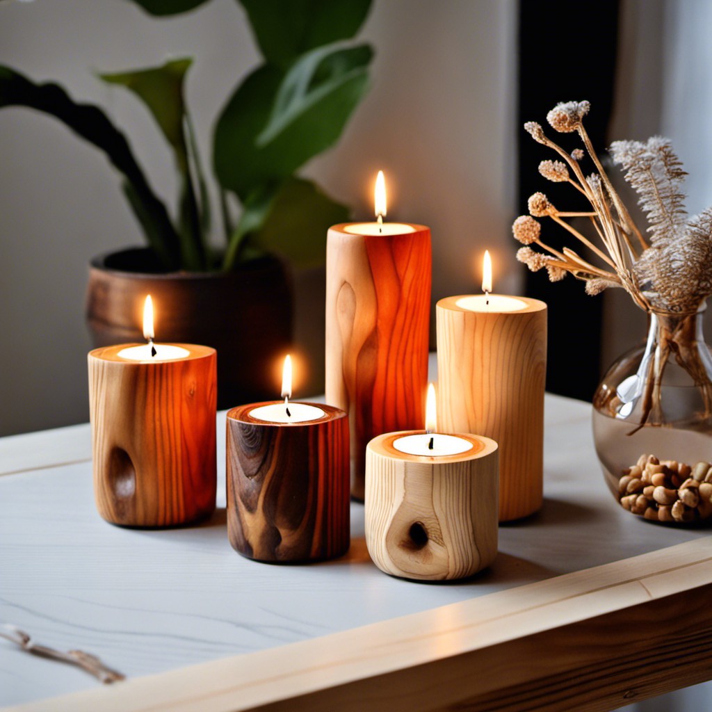 wood turned candle holders for cozy homes