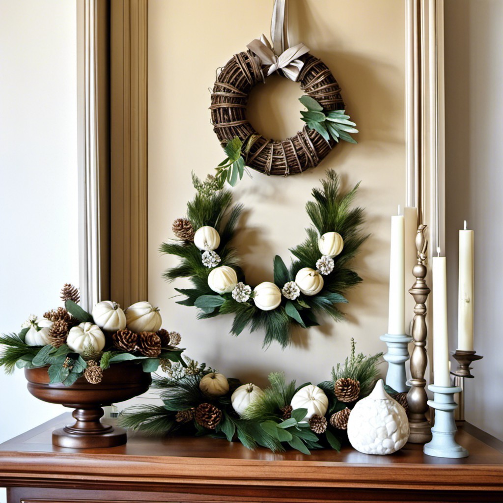 wreaths with cabinet color coordination