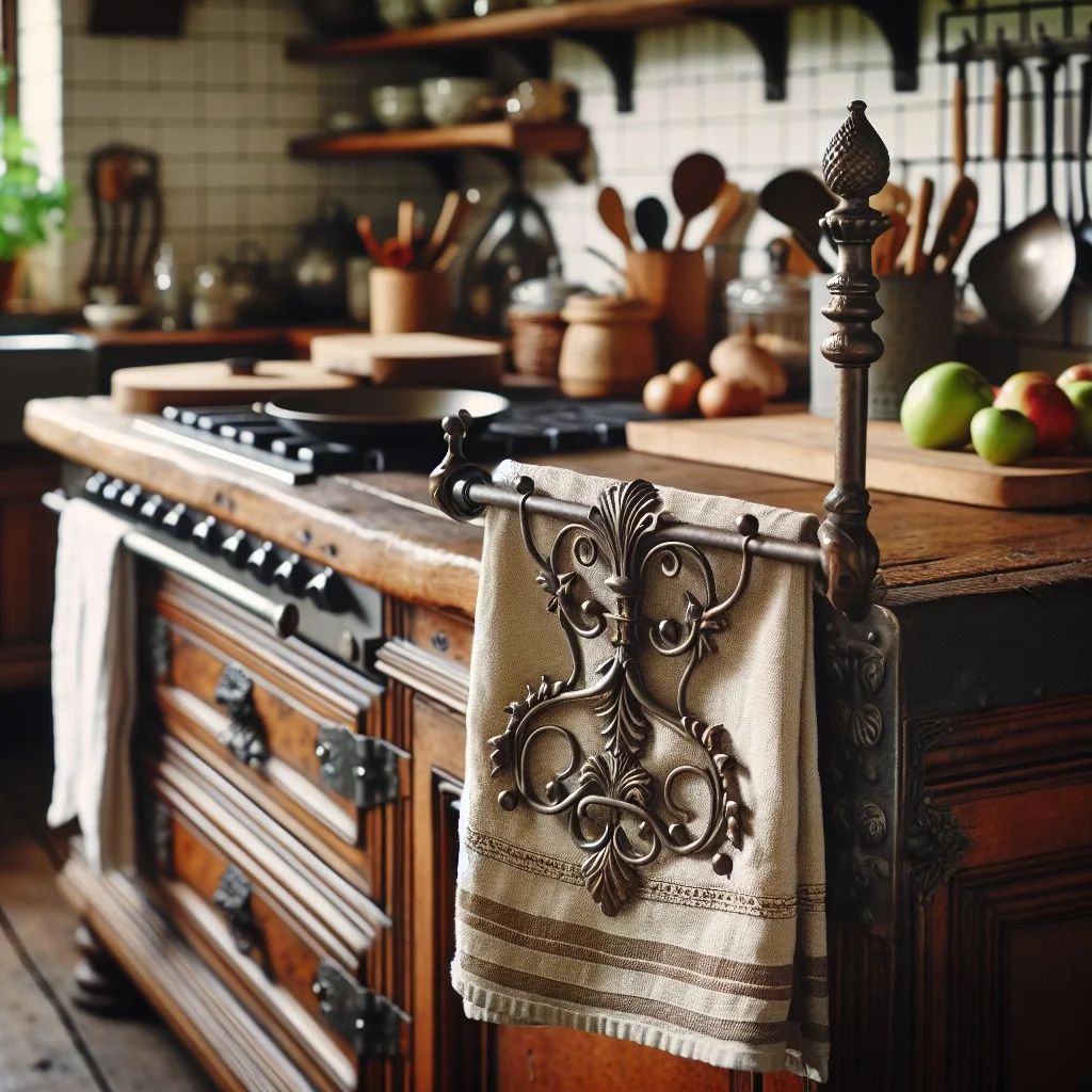 antique iron towel holder