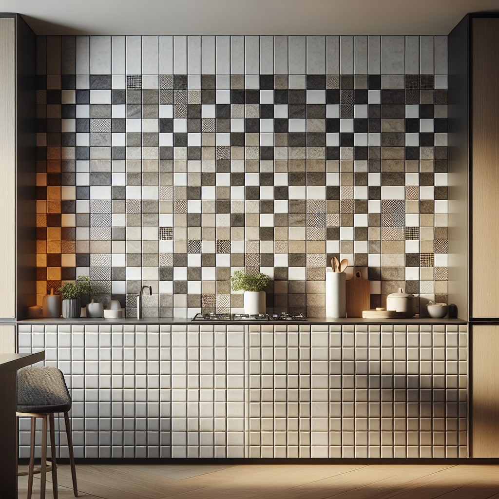 checkerboard tile backsplash