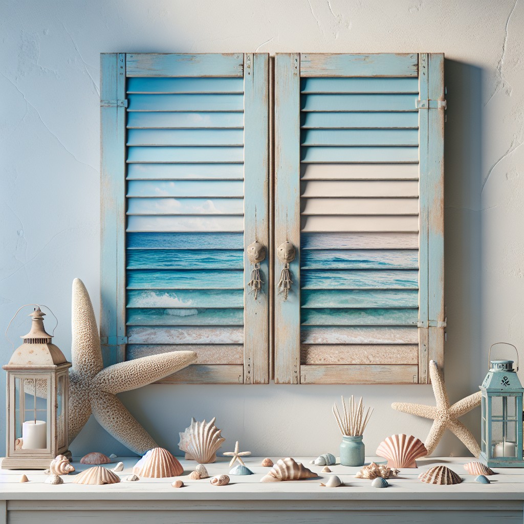 create a coastal look with painted shutter decor