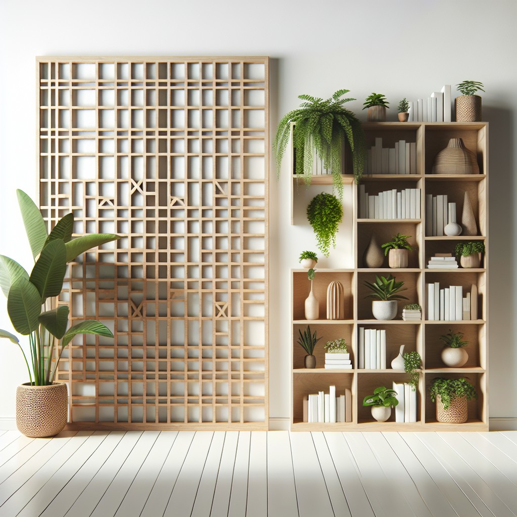 design a shelf and lattice combo wall