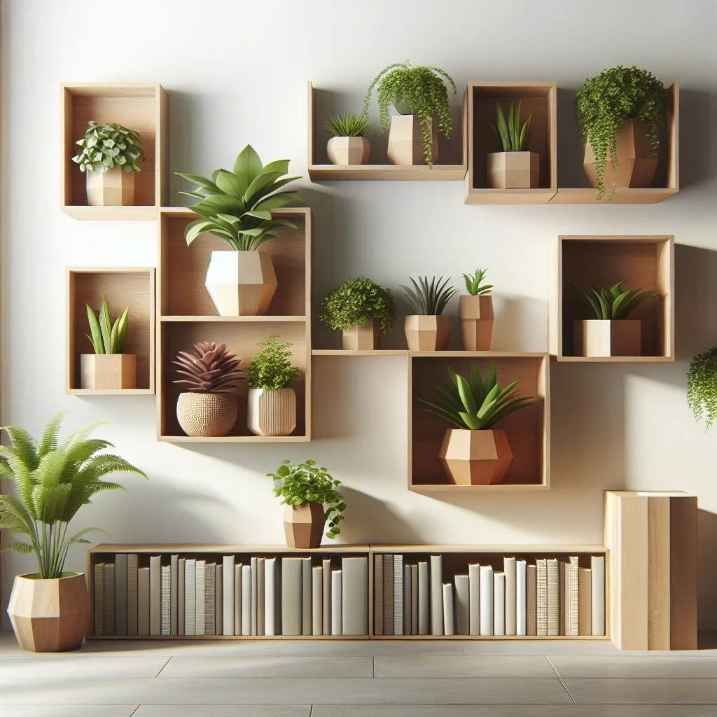 floating wooden block shelves