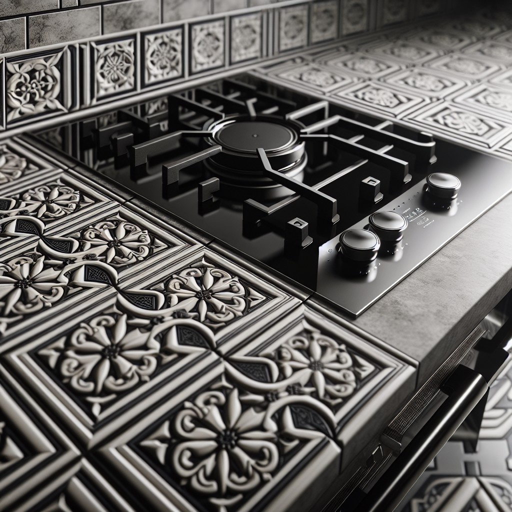 geometric ceramic tiles for a heatproof kitchen backsplash