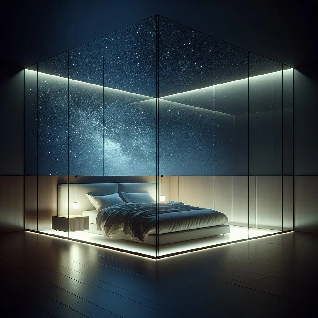 glass wall bedrooms for stargazing