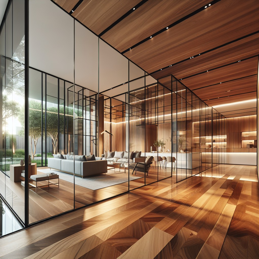 glass walls combined with wood elements
