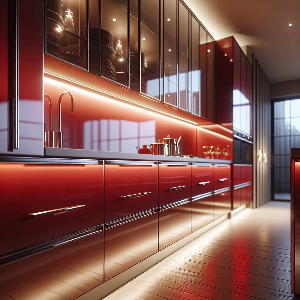 glossy red lacquer cabinets
