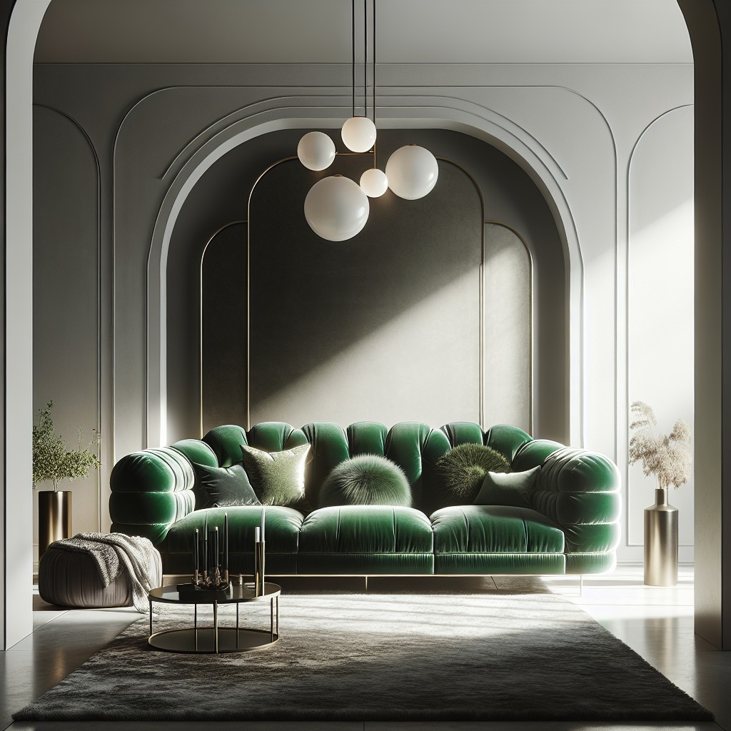 go glam with velvet green sofa