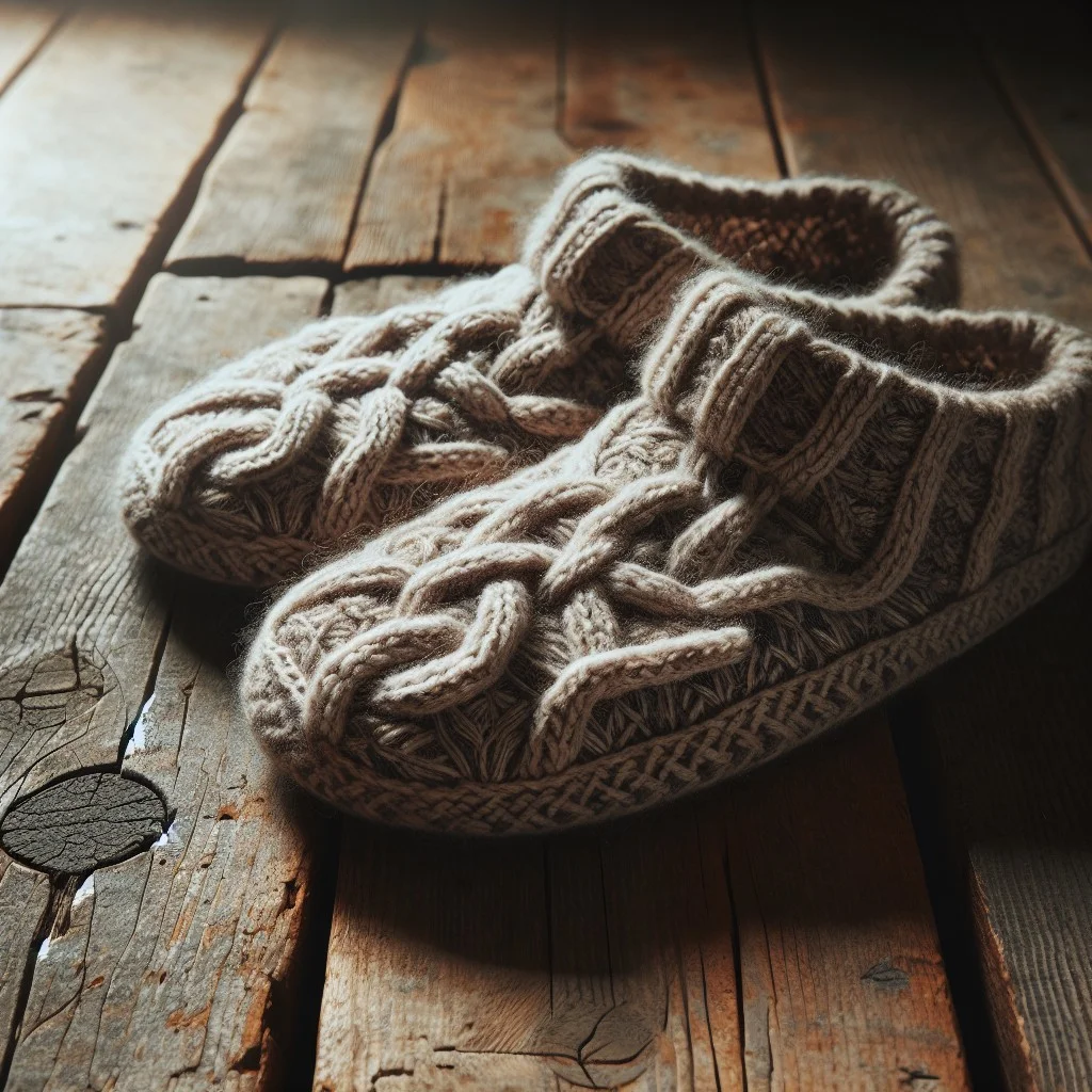 hand knitted cozy slippers