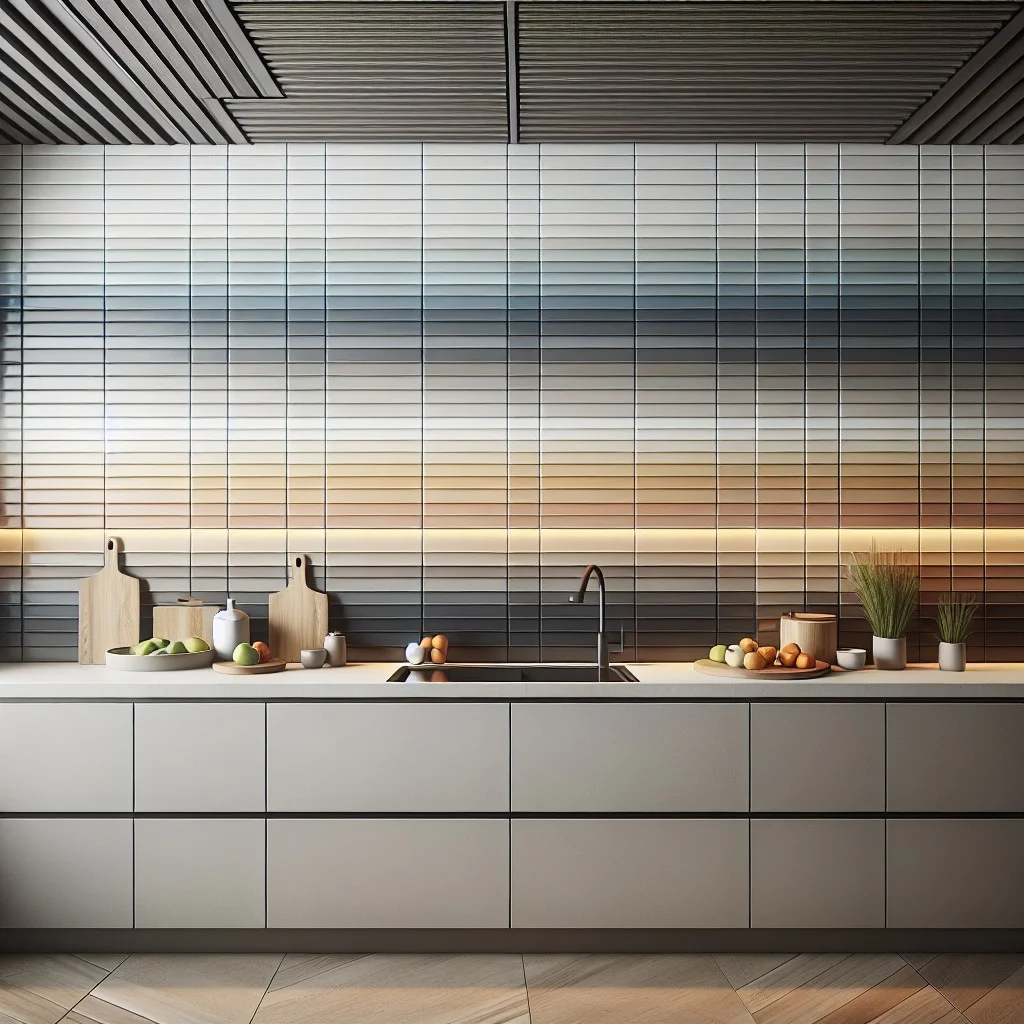 horizontal ombre tile backsplash