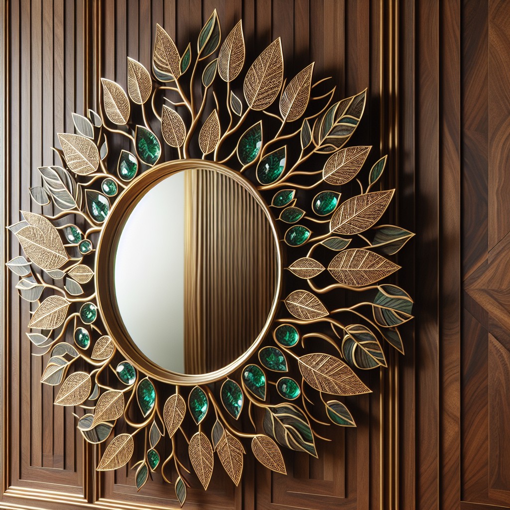 jungle inspired leaf motif mirror