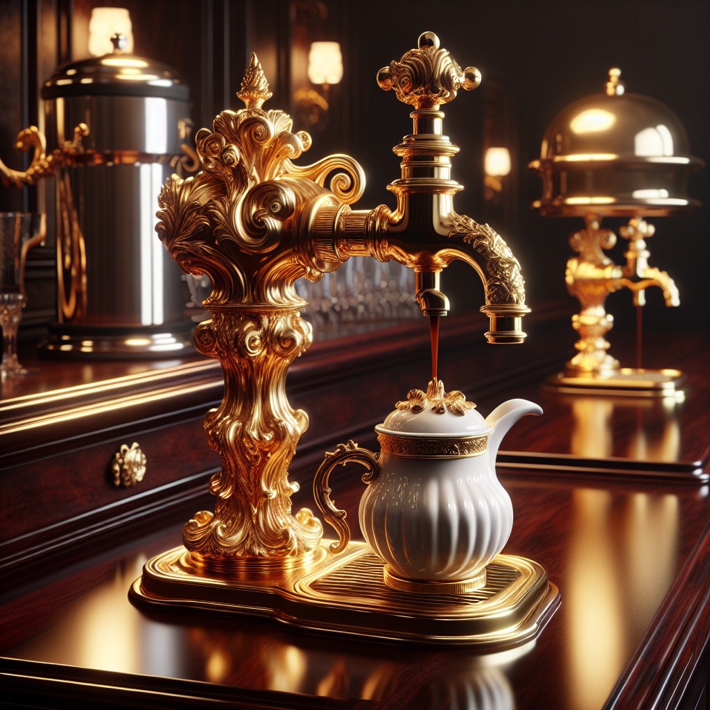 luxury gold faucet design as coffee bar centerpiece