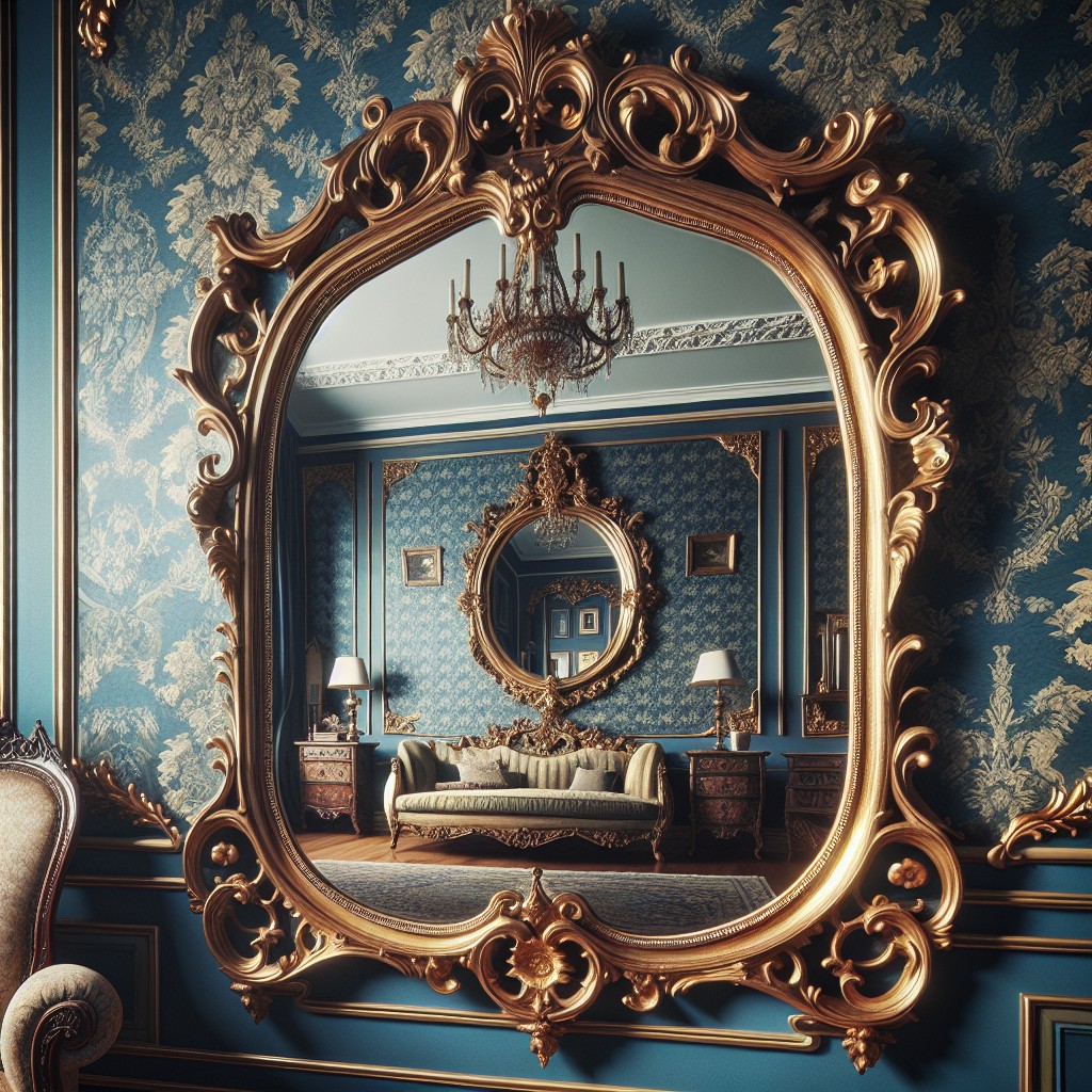 mirror with ornate baroque golden frame