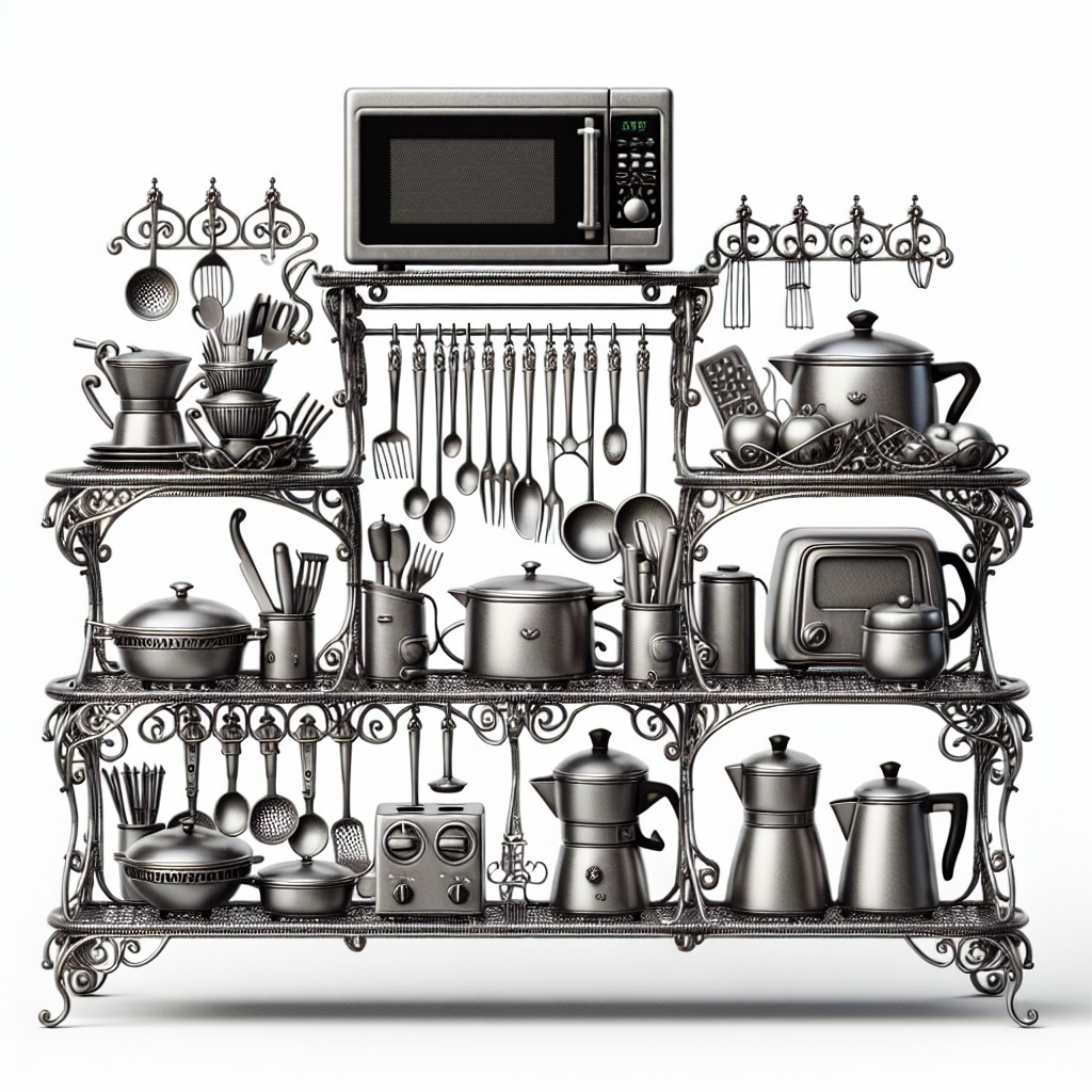 multi level wrought iron microwave stand