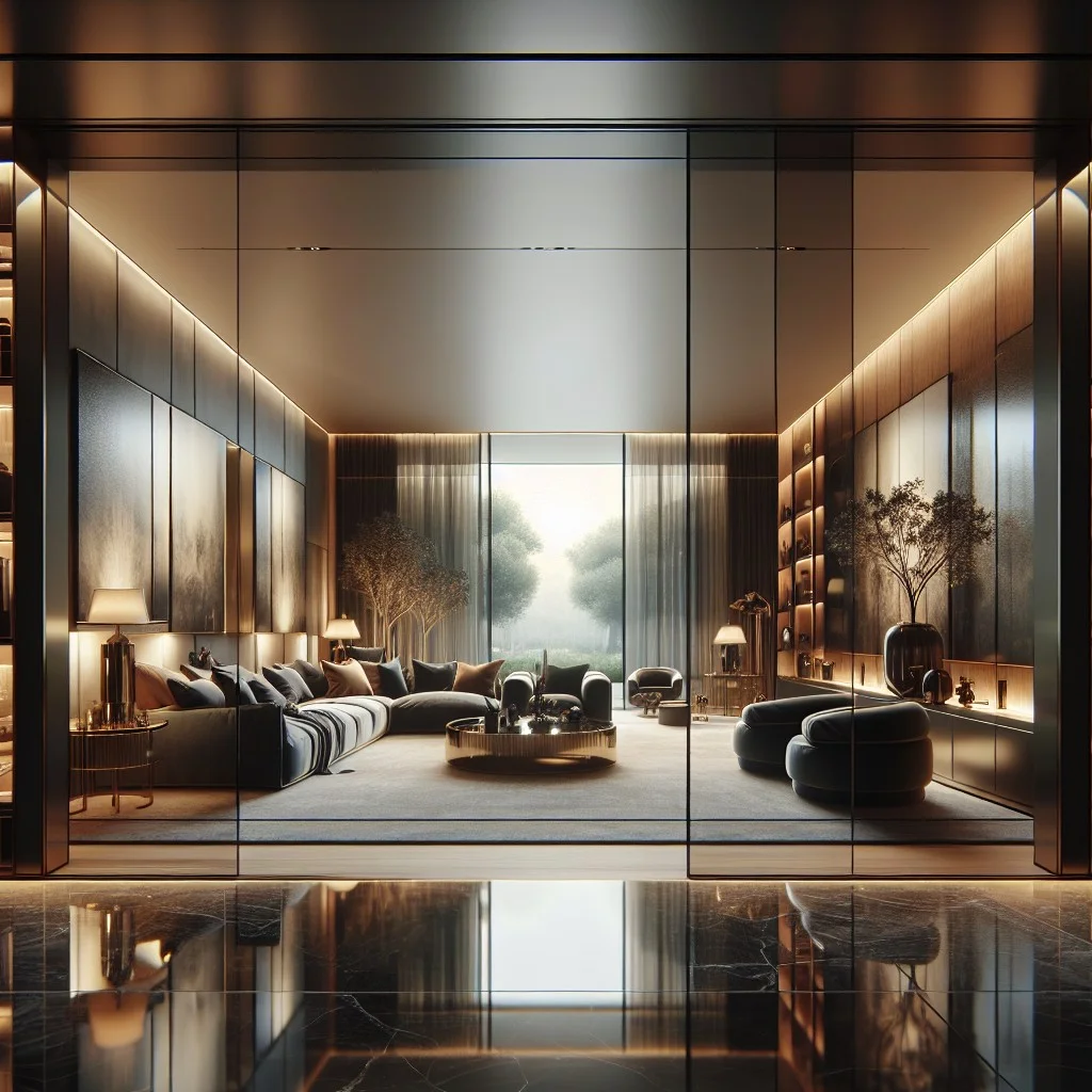 refined look with smoked glass walls