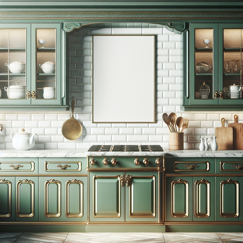 retro inspired green cabinets