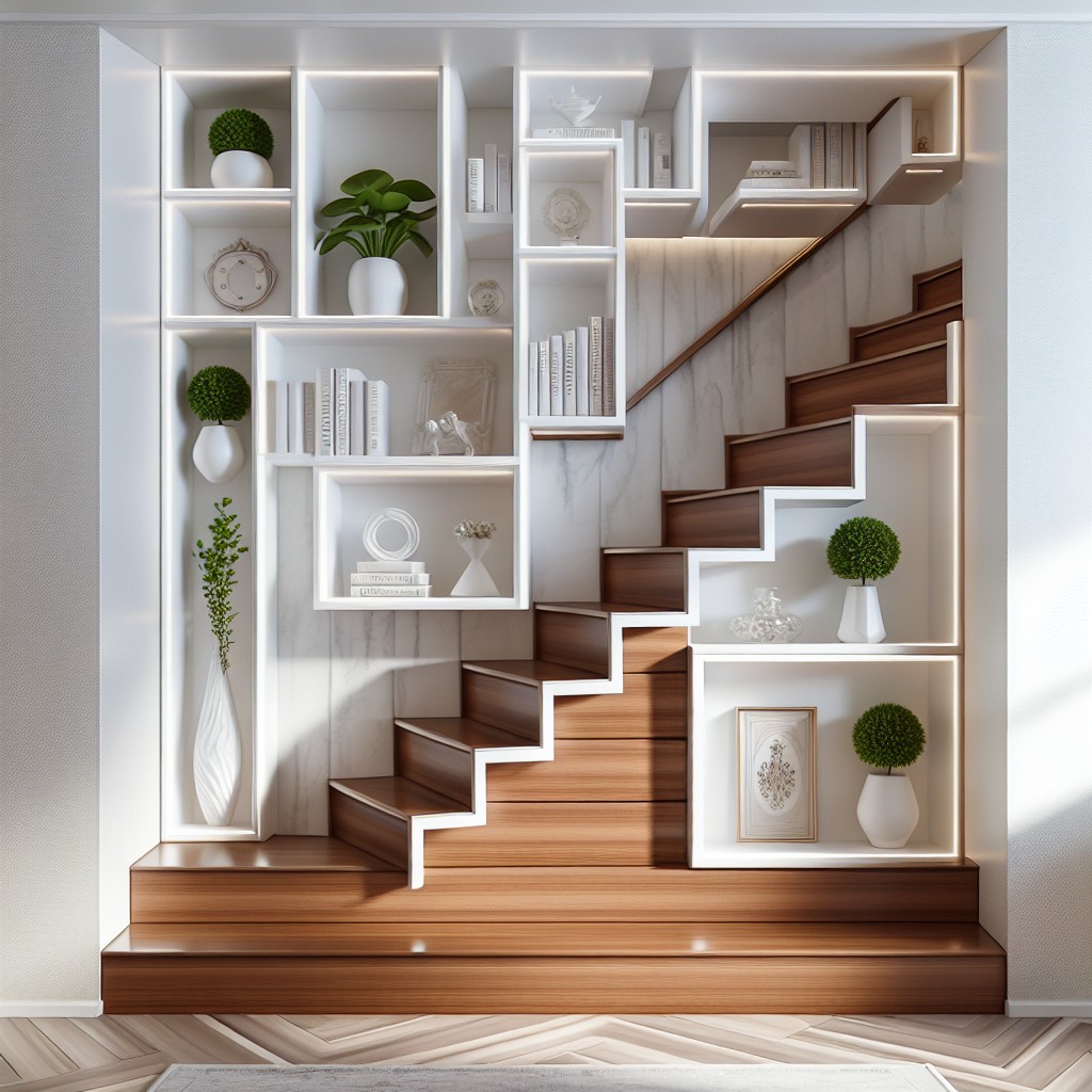 shelves built into staircase