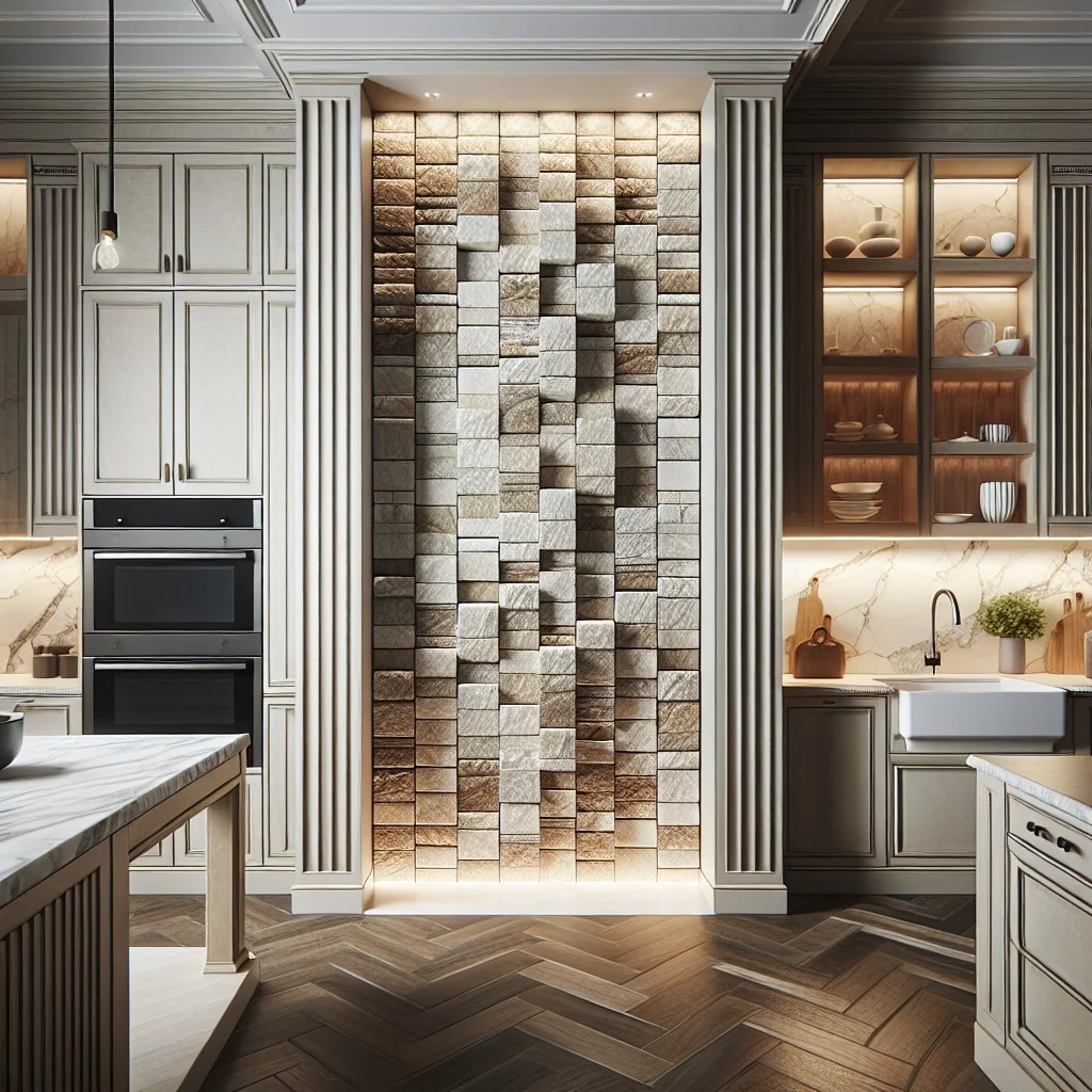 split face vertical stack backsplash