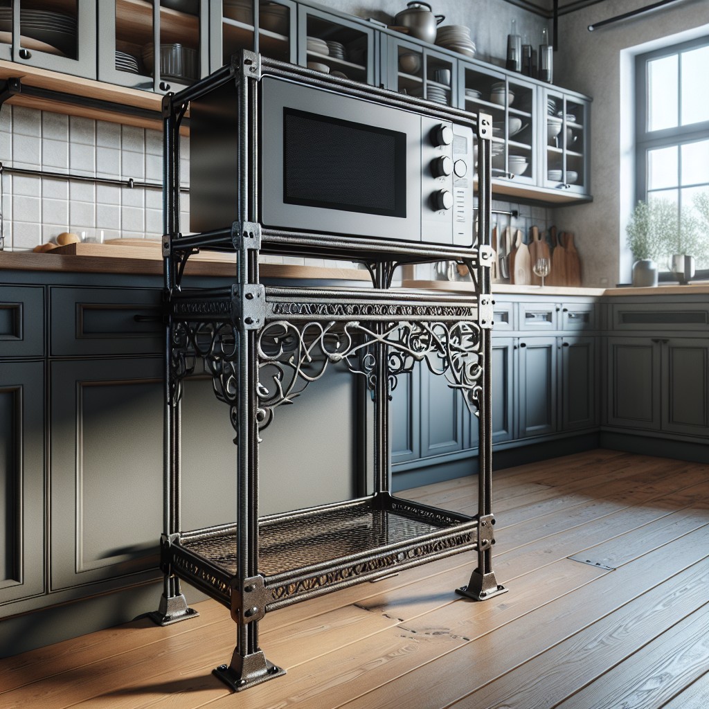 sturdy wrought iron stand for heavy duty microwaves