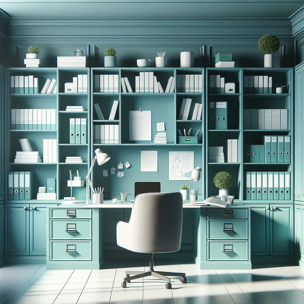 teal bookcases or file cabinets