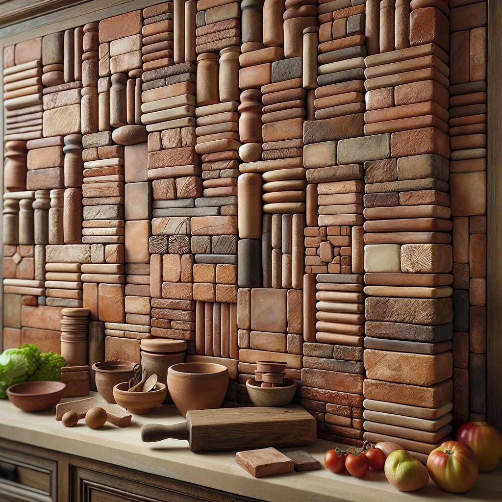 terra cotta vertical stack backsplash