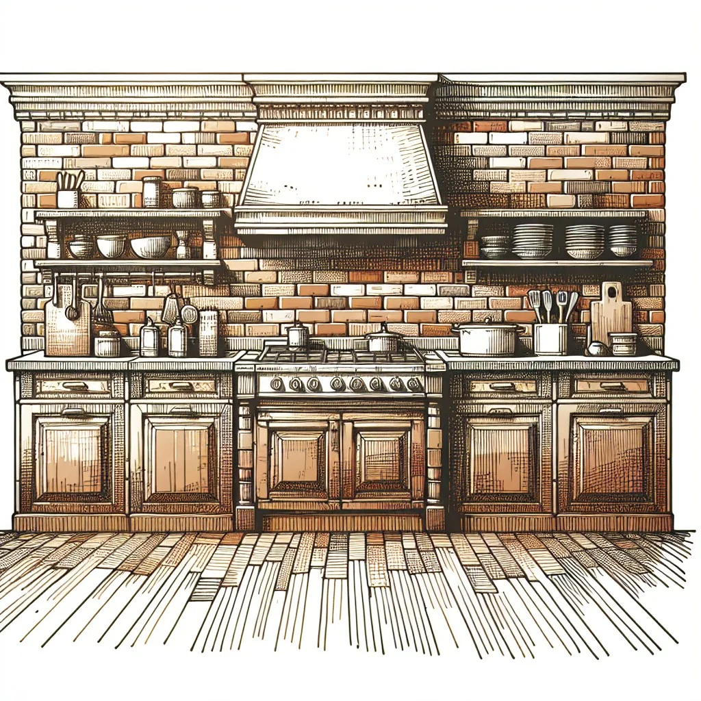 terracotta brickwork backsplash