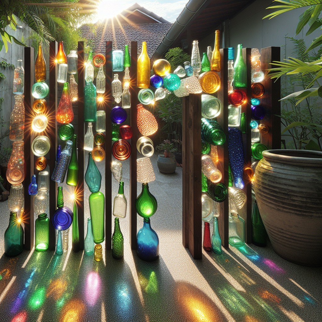 use glass bottles for colorful dividers