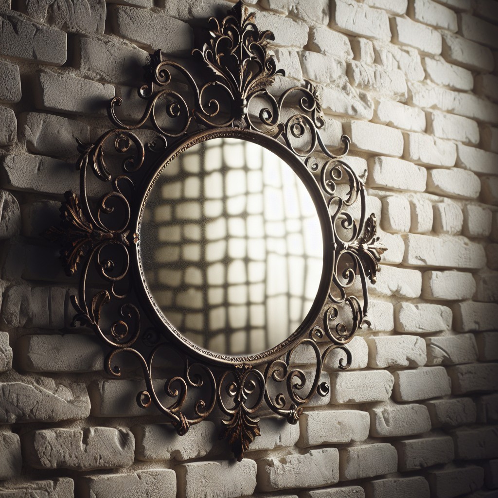 vintage wrought iron wall mirror
