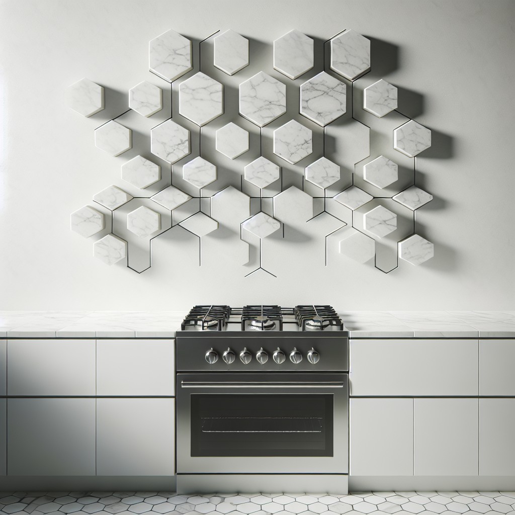 white marble in hexagon pattern backsplash