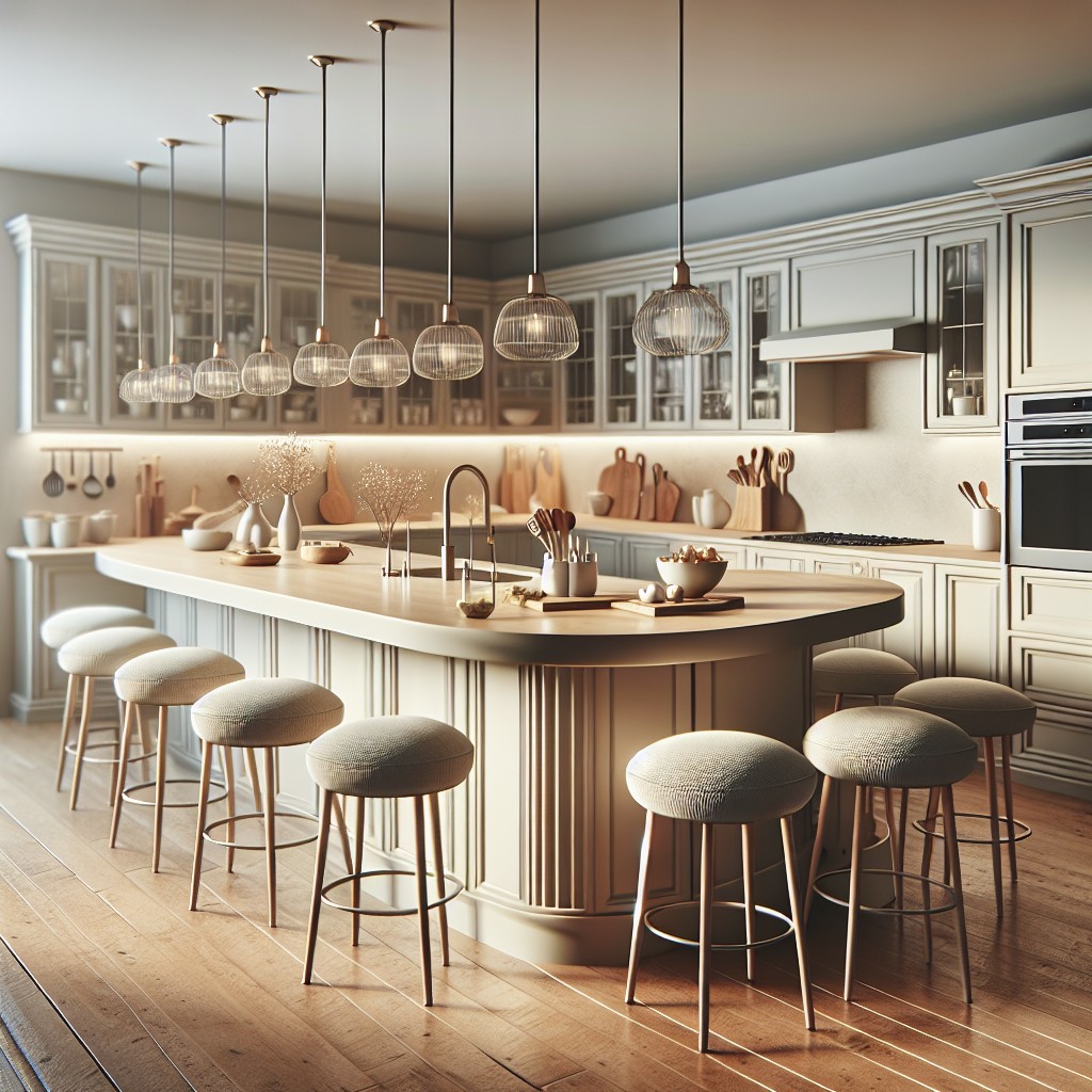 a soft approach curved off centered kitchen island