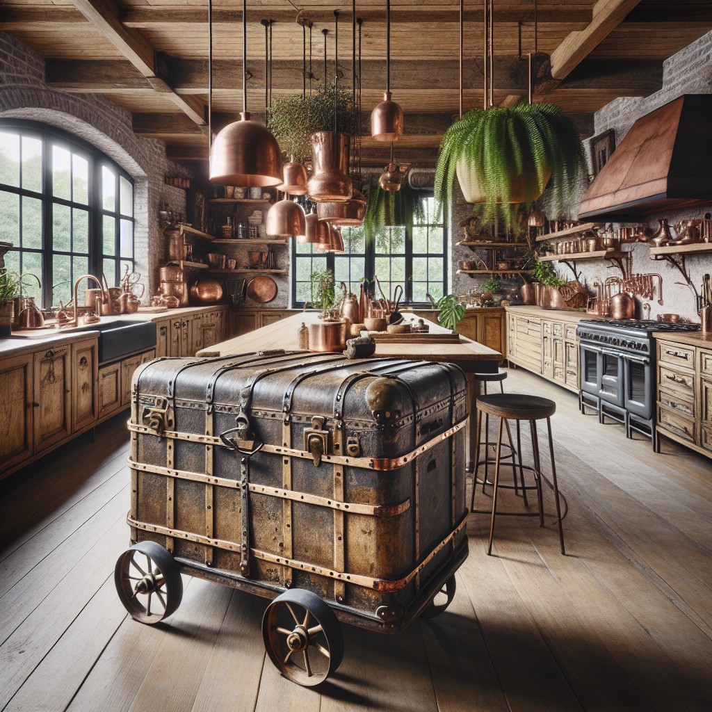 add character to your kitchen vintage luggage cart island