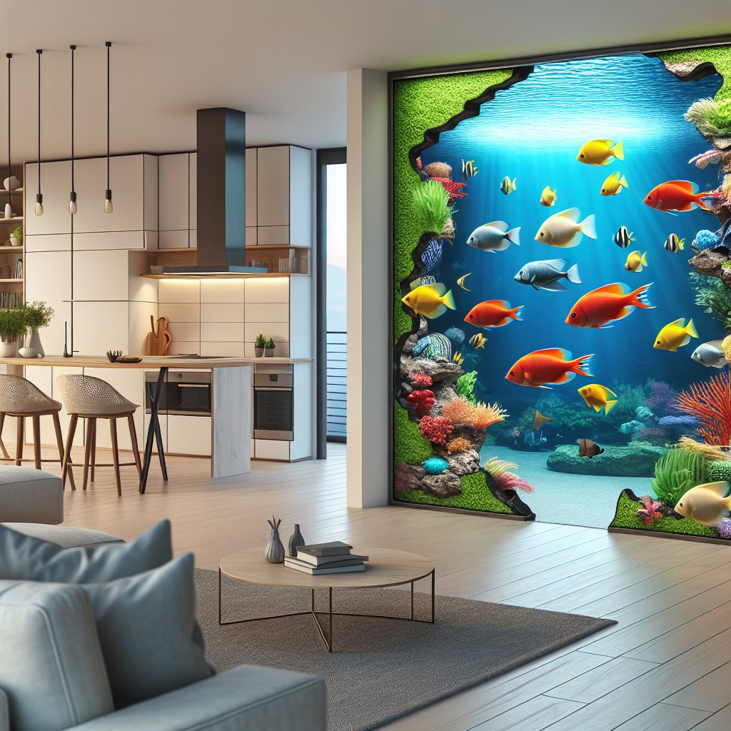 aquarium style kitchen living room cutout