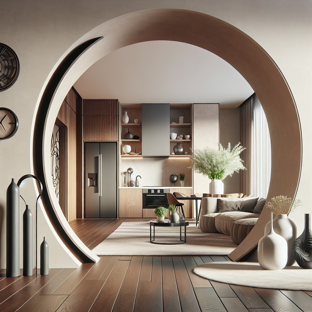 arch shaped kitchen living room cutout
