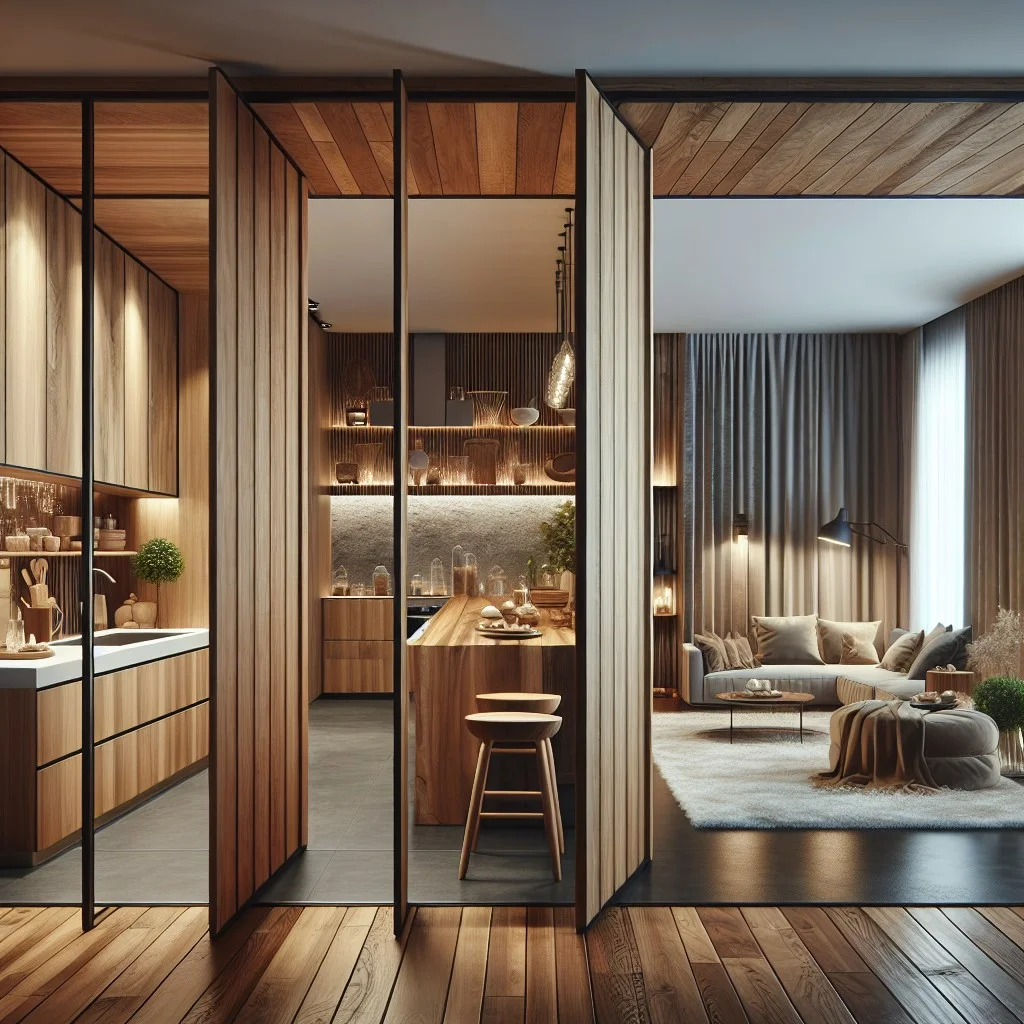bi fold wooden door partition