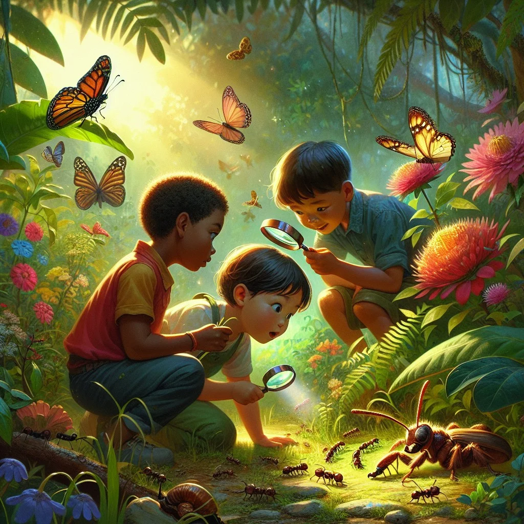 bug catching and studying