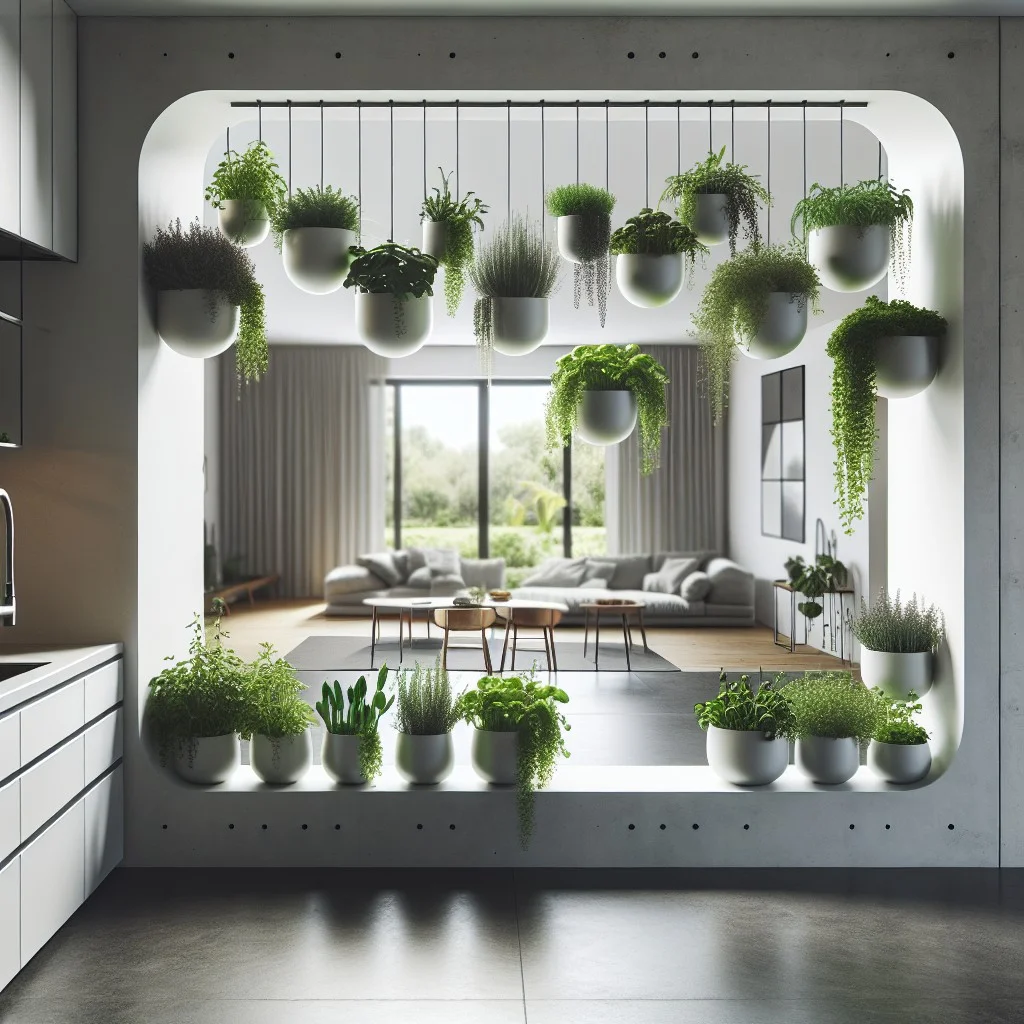 cutout with a hanging herb garden