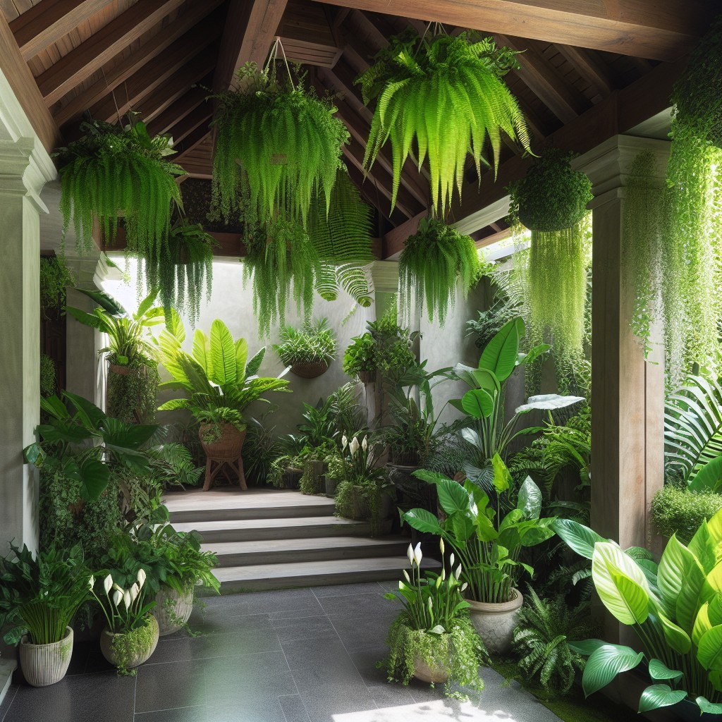 incorporating greenery plant ideas for under porch roof
