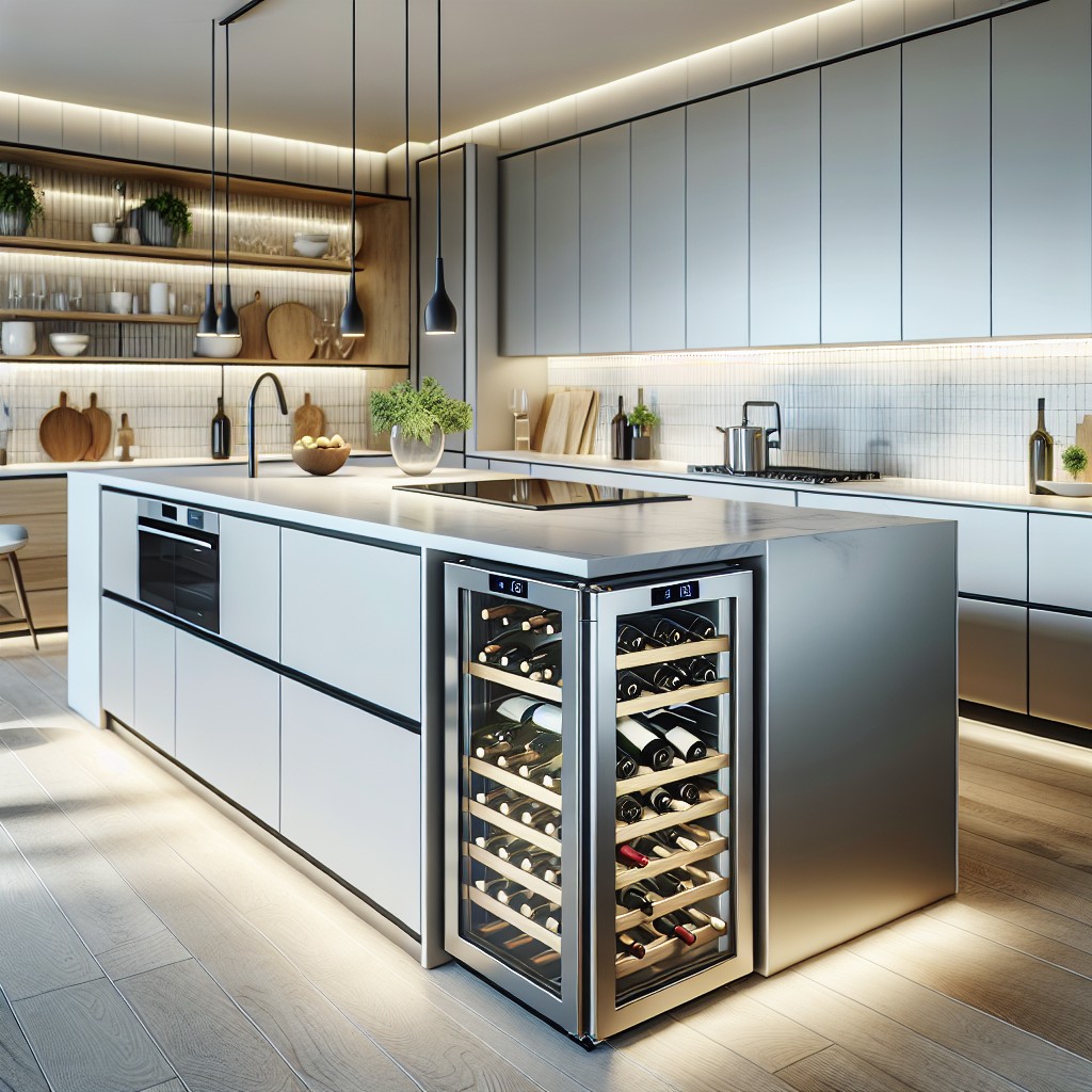 integrating a wine fridge into an off centered island