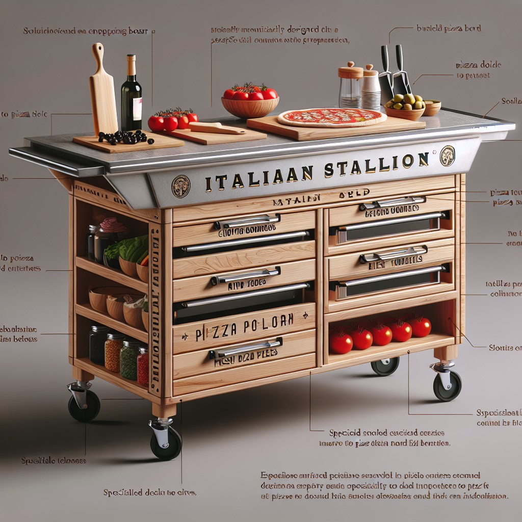 italian stallion pizza prep kitchen cart