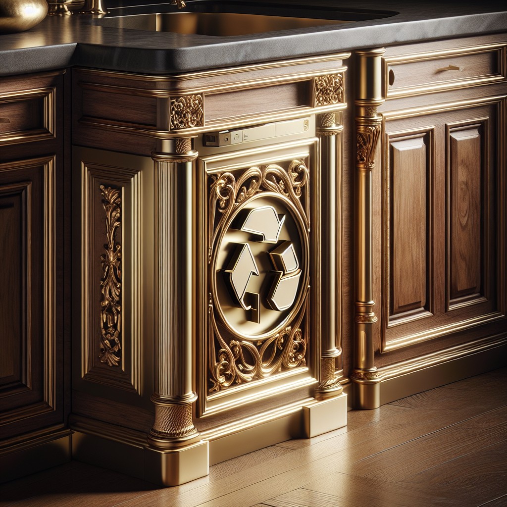 luxury brass detailed kitchen recycling unit