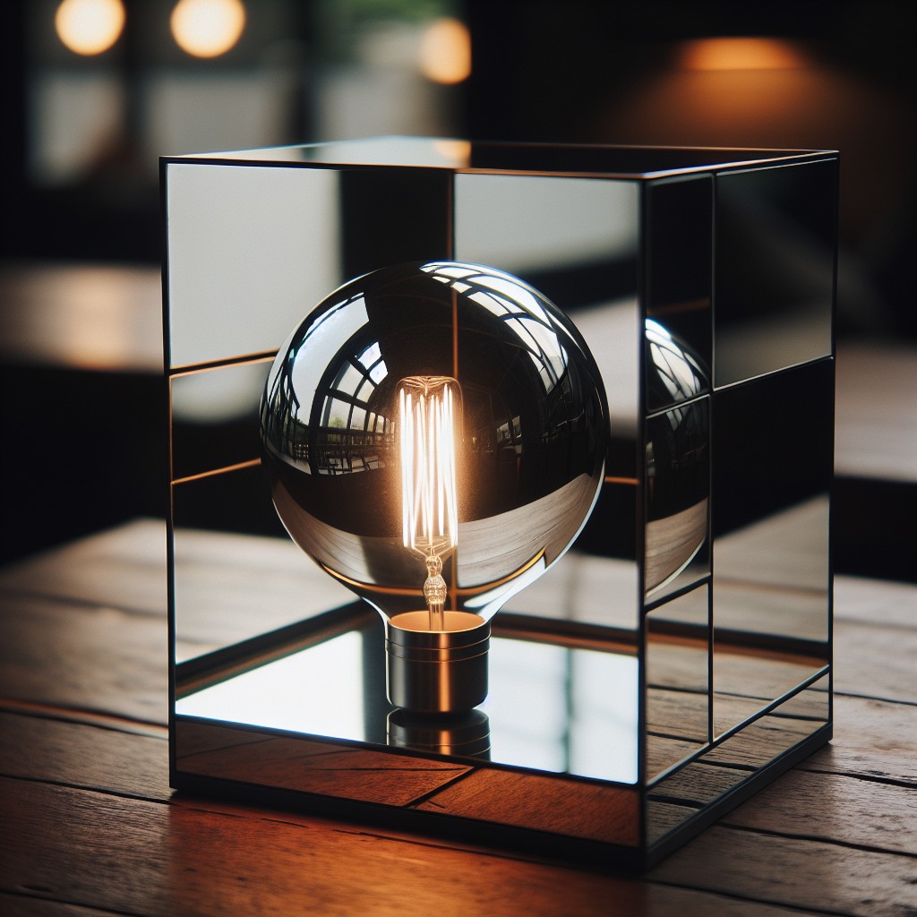 mirrored square bulb table lamp