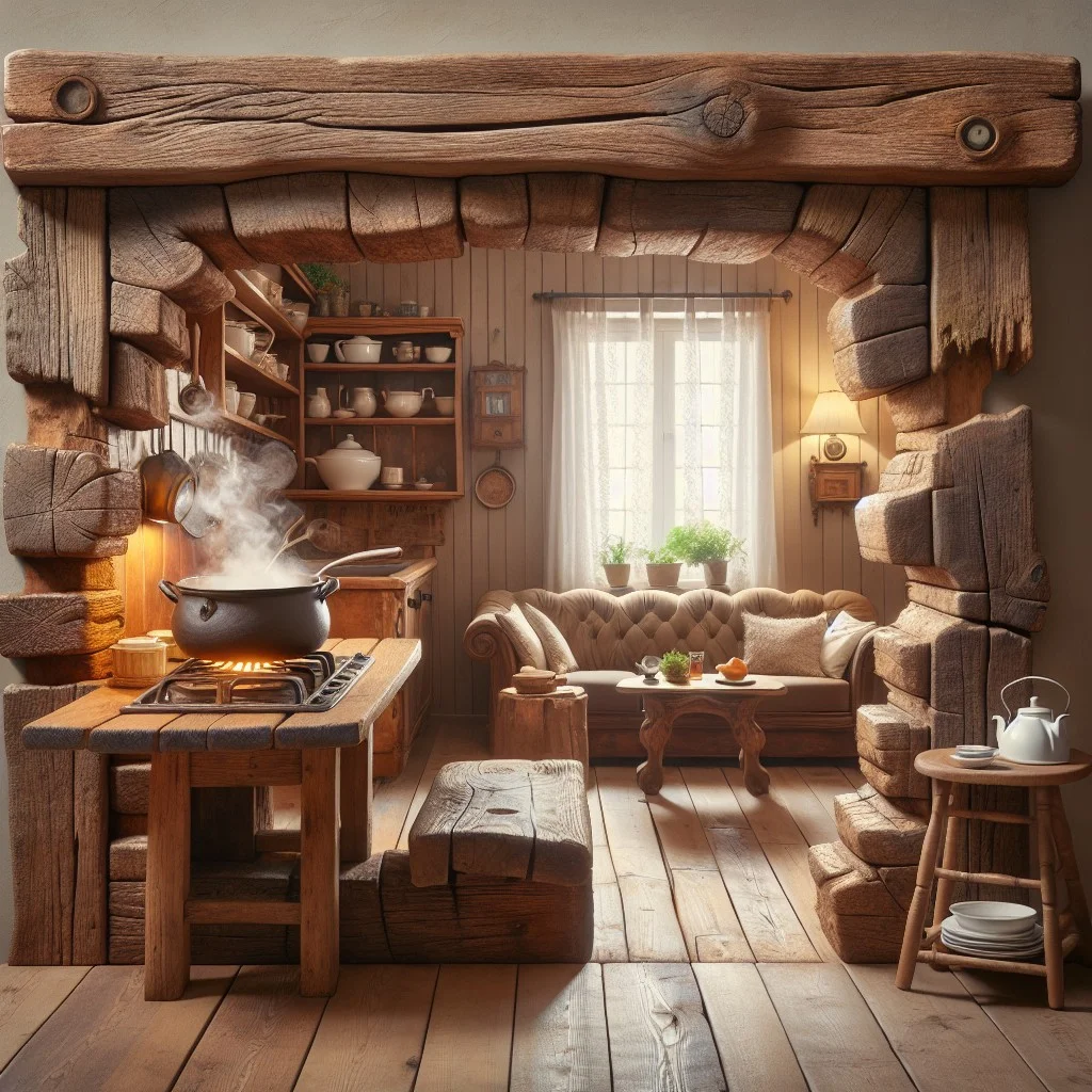 rustic wooden beam separator