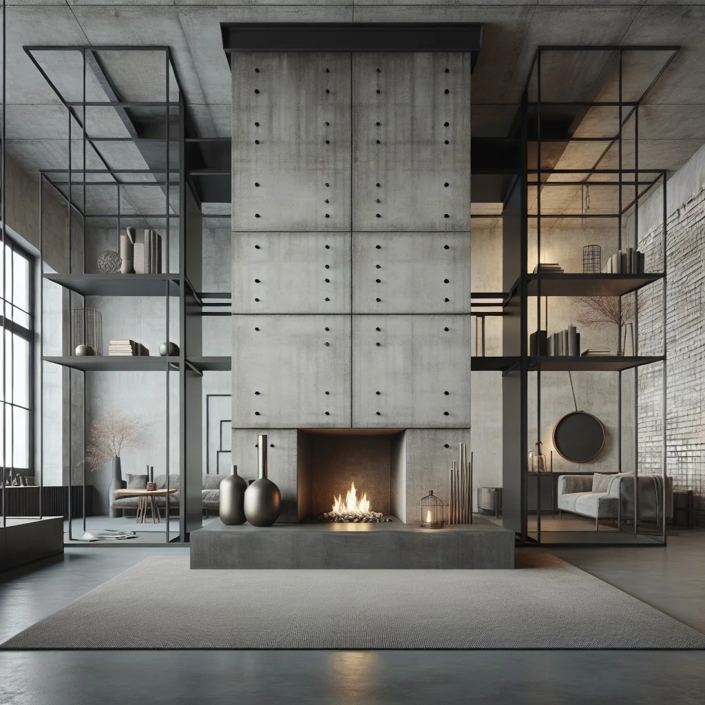 sleek metallic fireplace designs